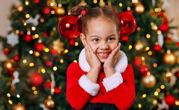 Excited little girl at Christmas