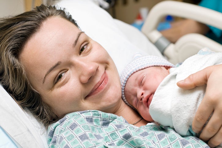 woman with new baby