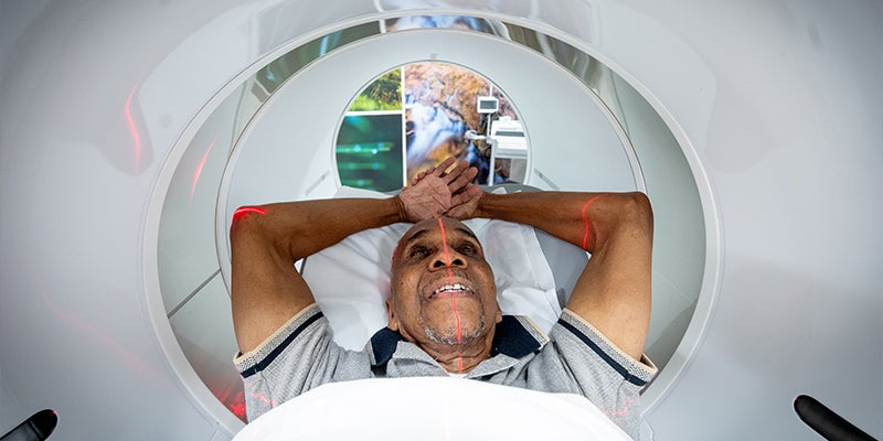 Man in MRI machine