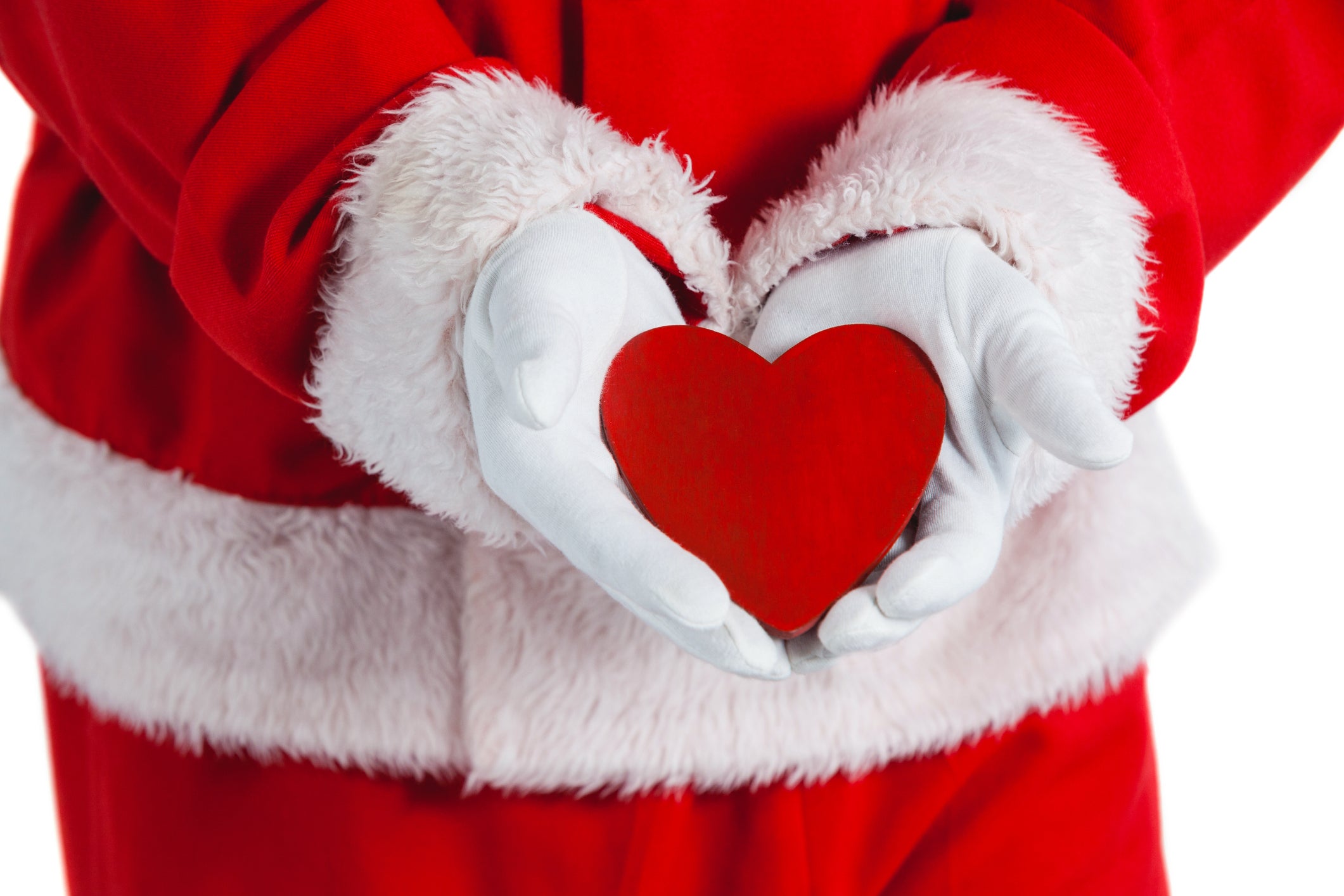 Mid section of santa claus showing red heart shape