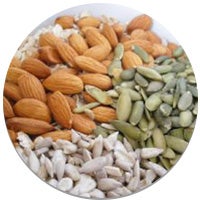 almonds and other seeds in a bowl