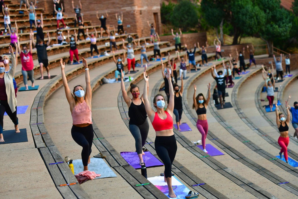 Colorado&rsquo;s Famed Red Rocks Amphitheatre Hosts Social Distanced Yoga And Drive-In Movies