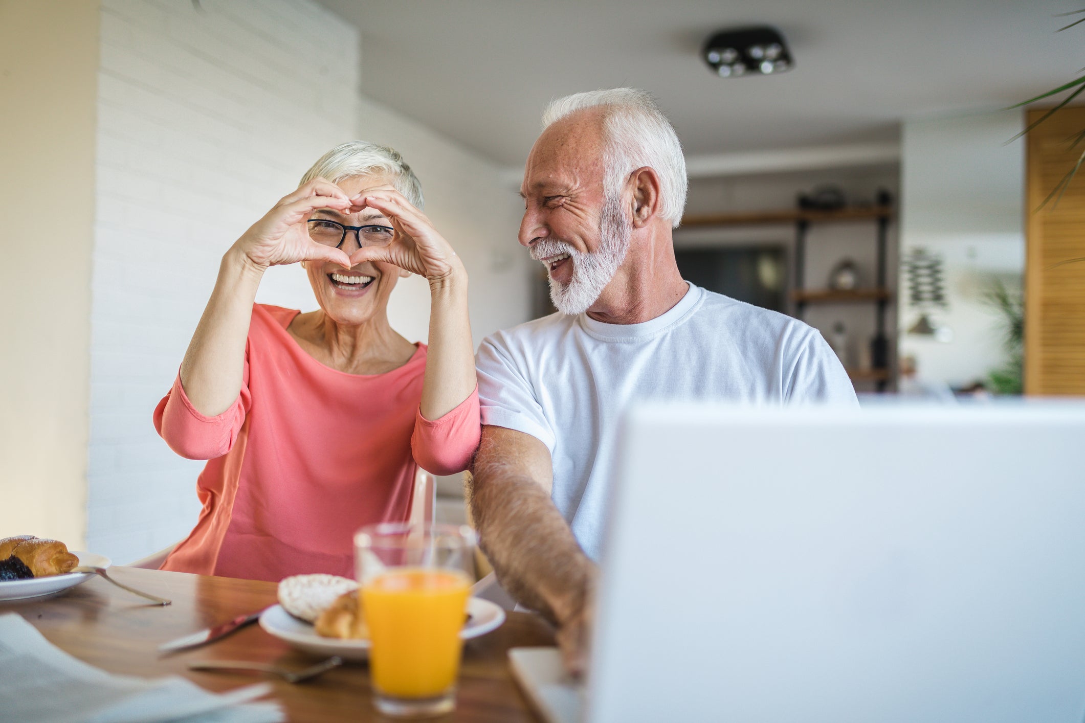 Couple in love enjoying their time during breakfast