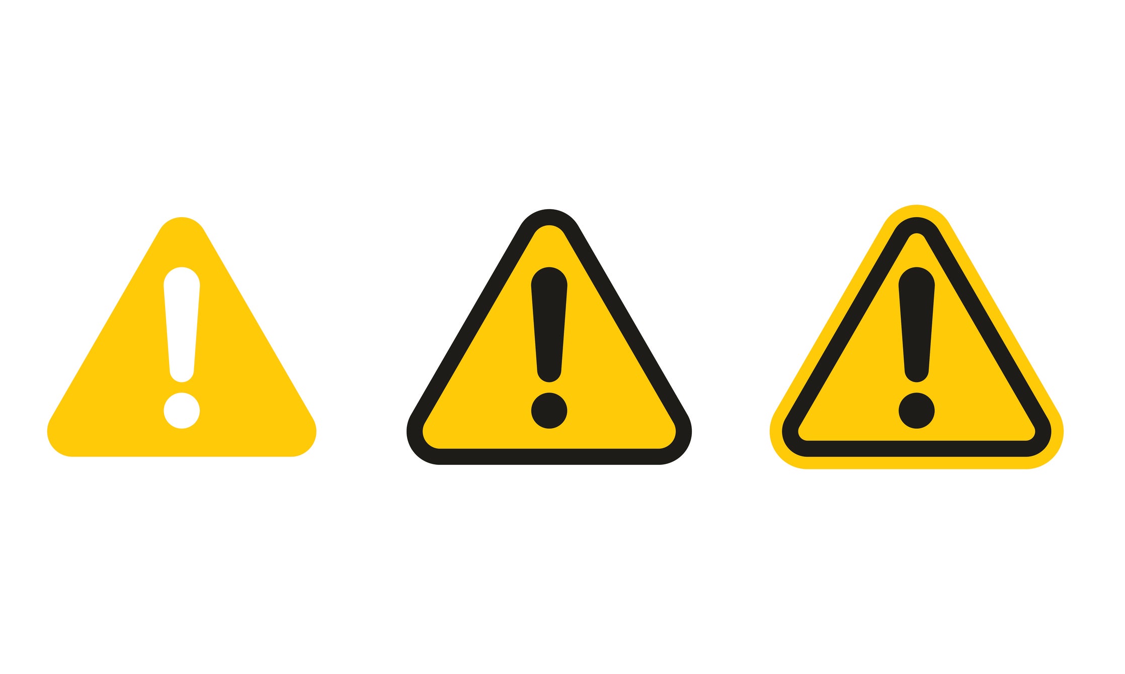 Set of triangle caution icons