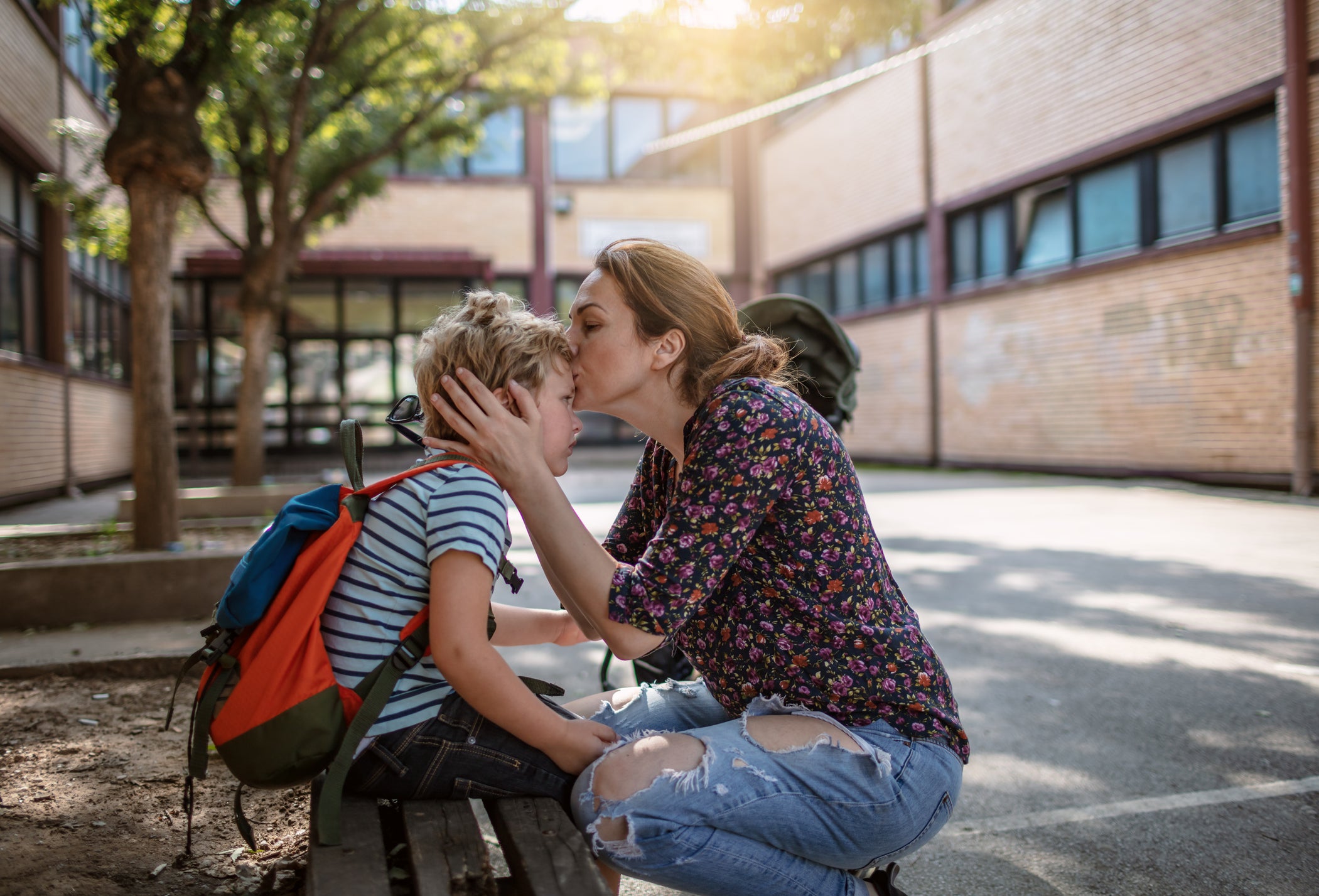 Making a kiss before school