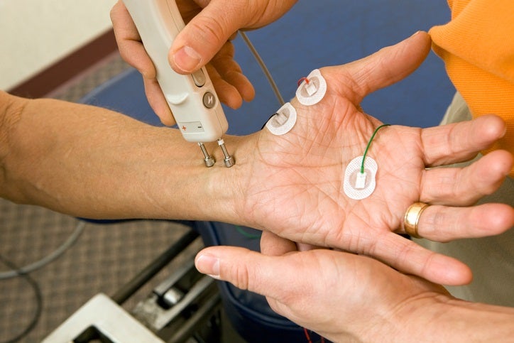 person receiving EMG test