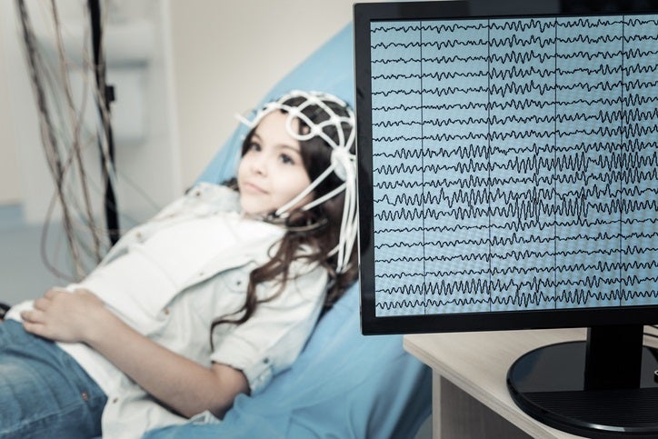 girl receiving EEG brain test