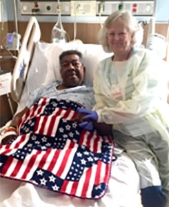 United States veteran  honored with this patriotic blanket.