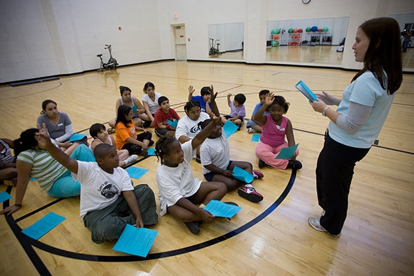 Children raising hands
