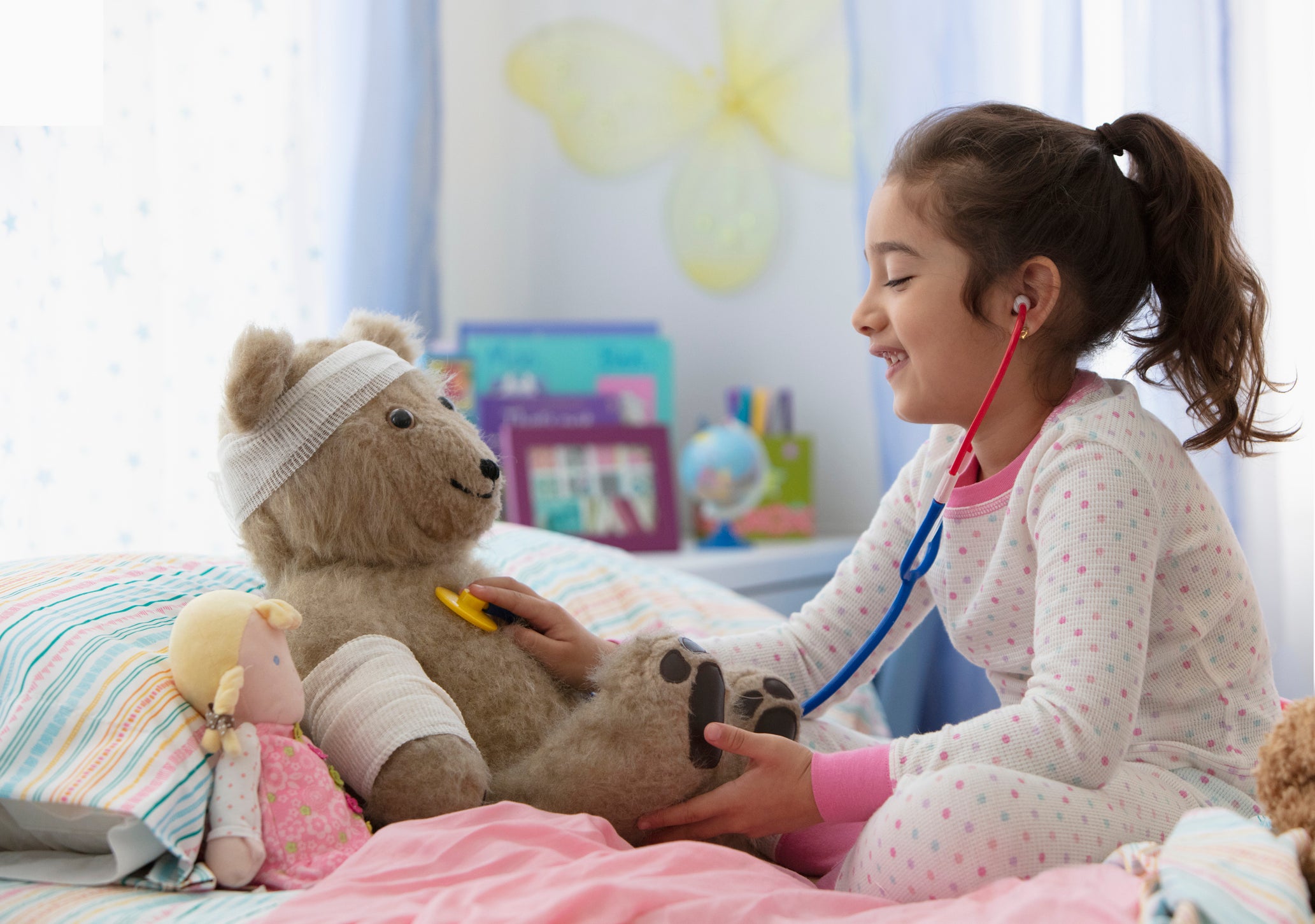 Kid and teddy bear