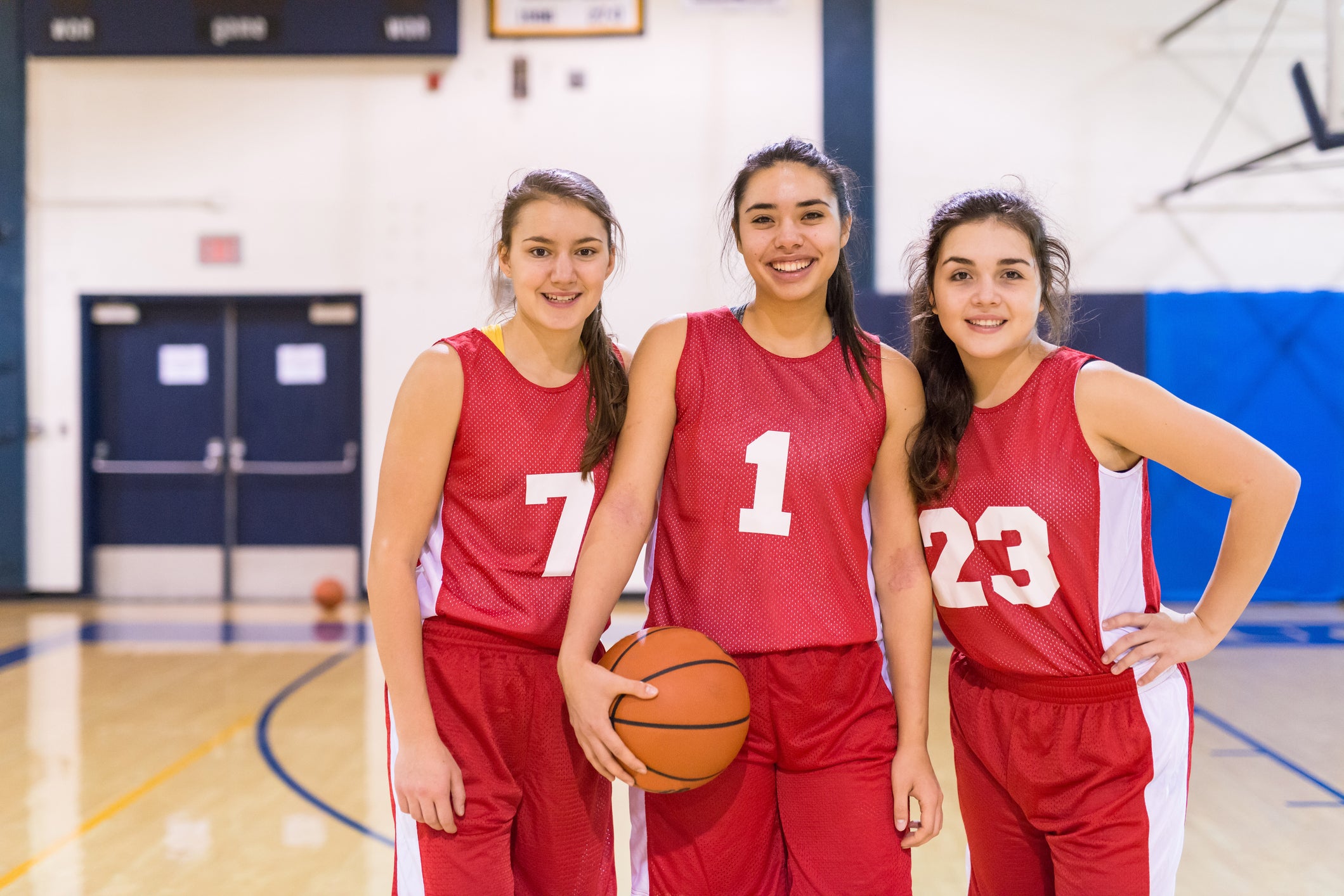 Girls playing basketball