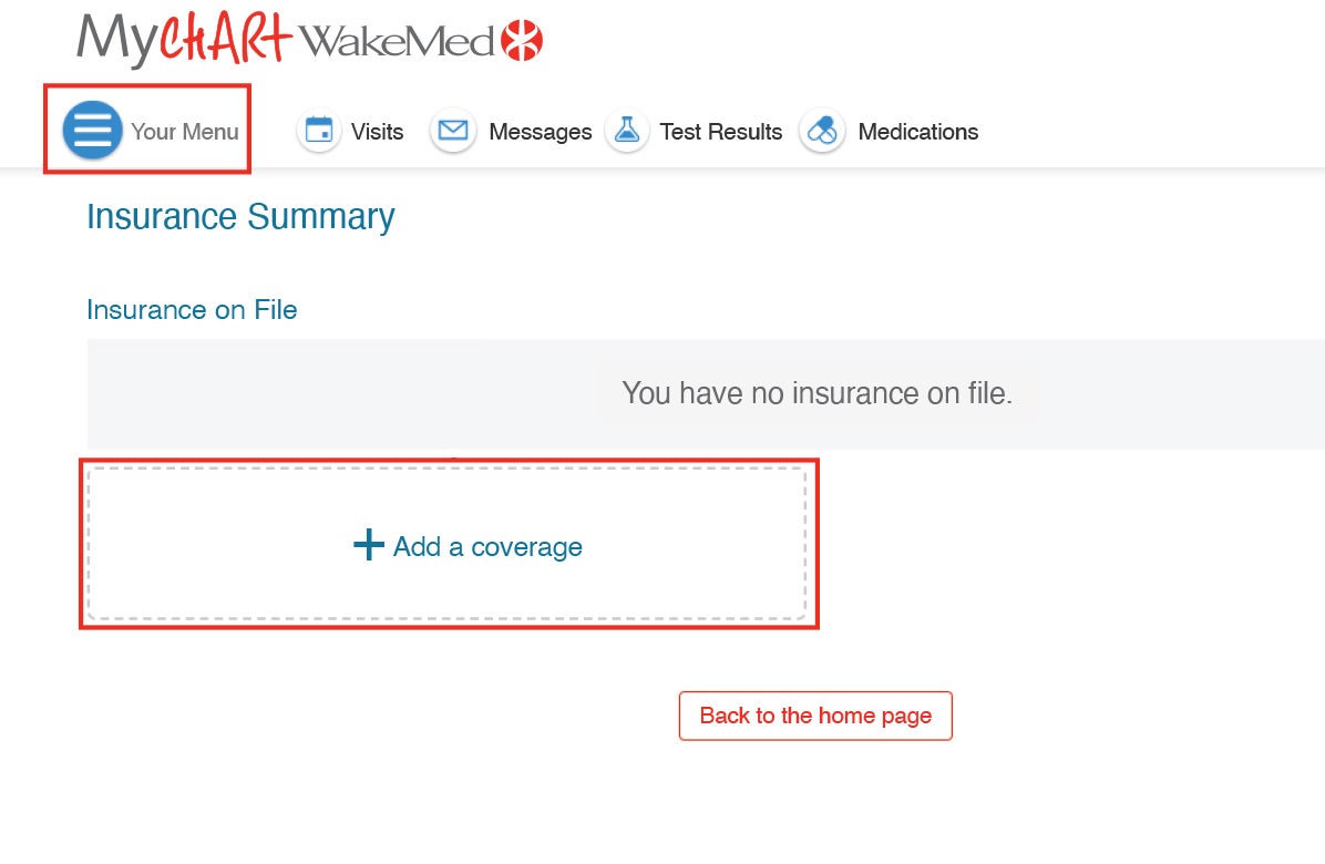 MyChart Insurance Istructions