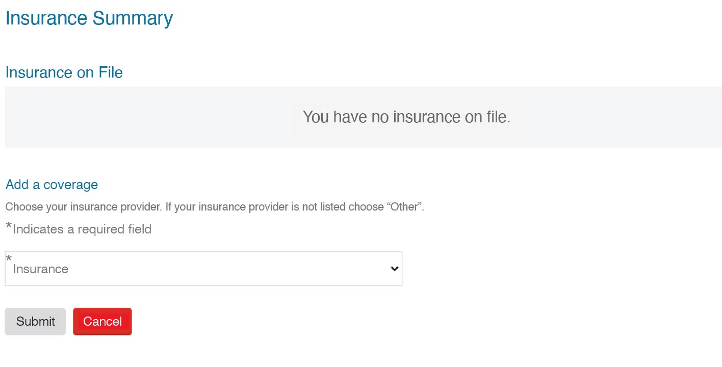 MyChart Insurance Istructions